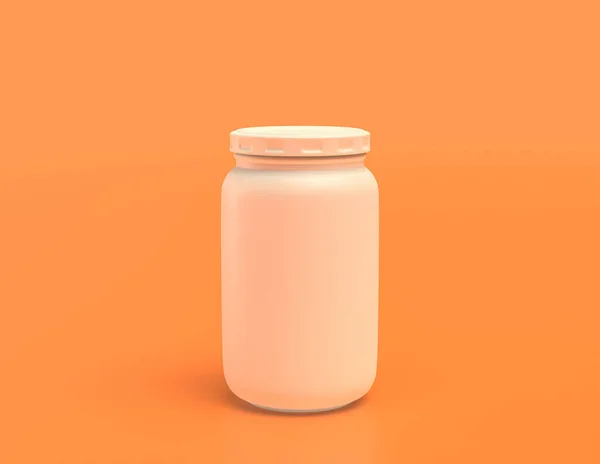 Weißes Glas Mit Flacher Farbe Aus Kunststoff Auf Gelb Orangefarbenem — Stockfoto