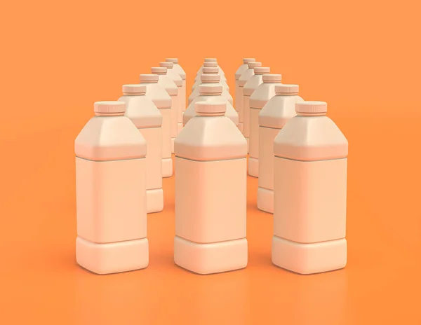 Multiple White Single Color Plastic Milk Juice Containers Row Yellow — Stock Photo, Image