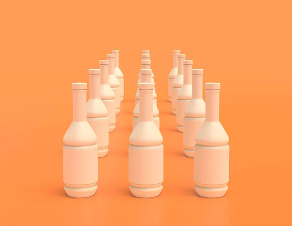 Agoup White Plastic Additive Bottles Yellow Orange Background Flat Colors — стоковое фото