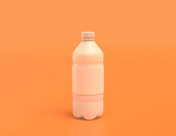 White Plastic Soda Bottle Yellow Orange Background Flat Colors Single — Stock Photo, Image