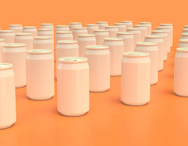 Lattine Soda Plastica Bianca Colori Piani File Sfondo Giallo Arancio — Foto Stock