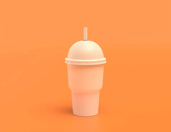 Taza Slurpee Recipiente Café Slurpy Plástico Blanco Fondo Naranja Amarillo — Foto de Stock