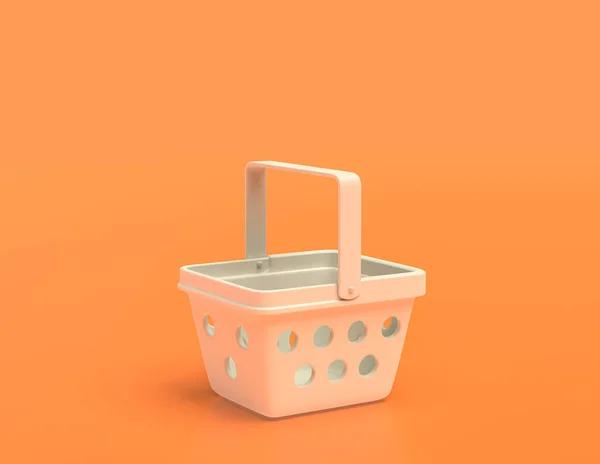 Flat Color Shopping Basket Yellow Orange Background White Plastic Single — Stock Photo, Image