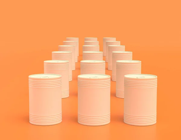 White Plastic Tin Can Yellow Orange Background Flat Colors Single — 스톡 사진