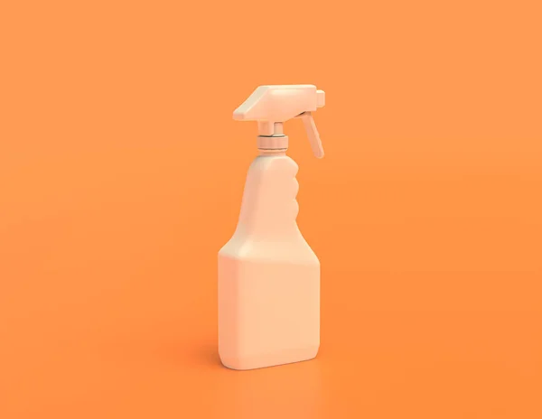 Contenitore Spray Detergente Plastica Bianca Fondo Arancione Giallo Colori Piatti — Foto Stock