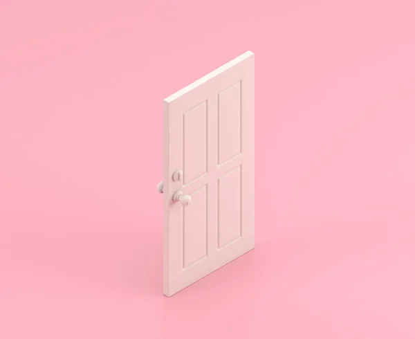 Icono Puerta Isométrica Habitación Color Rosa Plano Solo Color Blanco — Foto de Stock