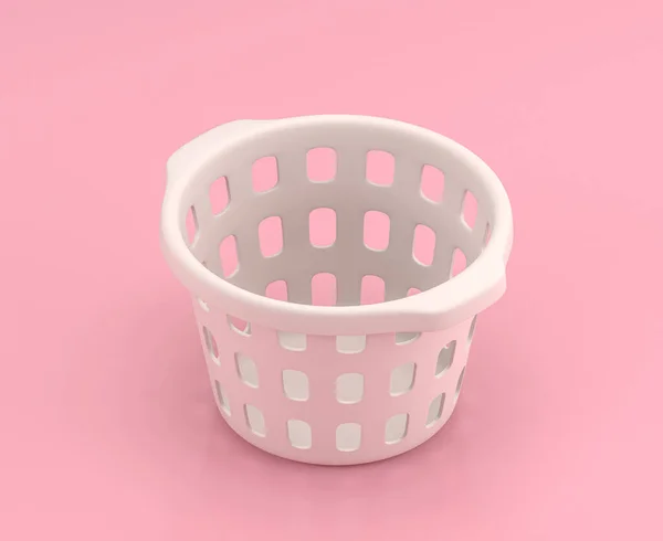 Isometric White Laundry Basket Icon Flat Color Pink Room Single — 스톡 사진