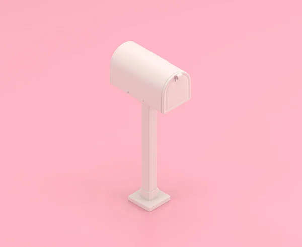 Isometric white outdoor mailbox 3d Icon in flat color pink room,single color white, toylike cute miniature household objects, 3d rendering, household furniture