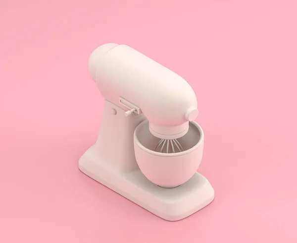 Ισομετρική Λευκό Μίξερ Εικονίδιο Επίπεδο Χρώμα Ροζ Δωμάτιο Μονόχρωμο Λευκό — Φωτογραφία Αρχείου
