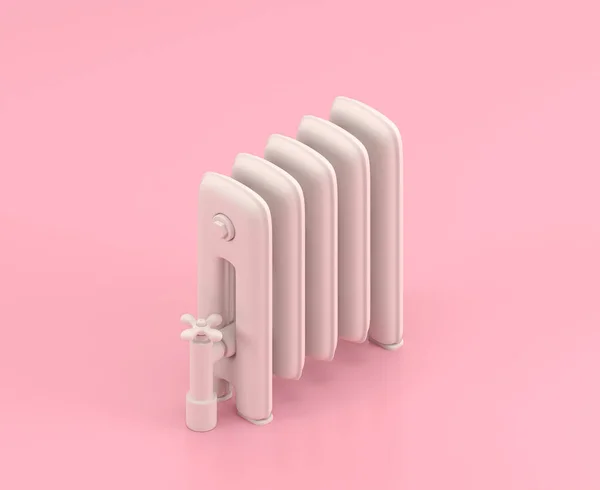 Isometric White Vintage Radiator Icon Flat Color Pink Room Single — 스톡 사진