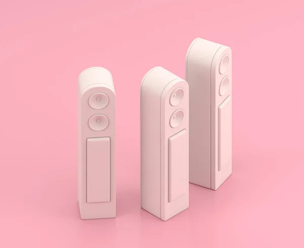 Isometric white  tall stereo cabin 3d Icon in flat color pink room,single color white, toylike cute miniature household objects, 3d rendering, household furniture