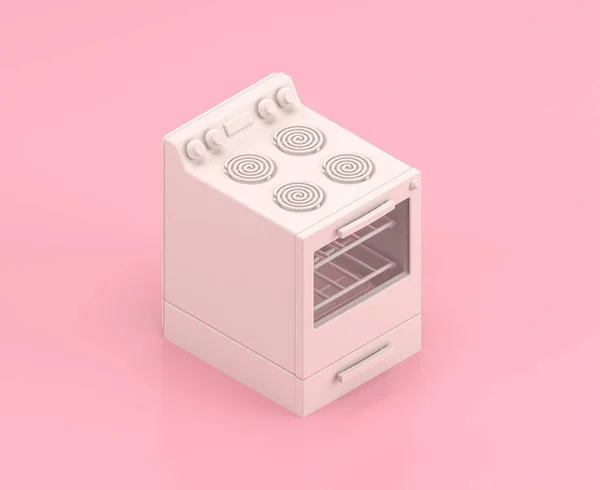 Isometrische Witte Oven Pictogram Platte Kleur Roze Kamer Enkele Kleur — Stockfoto