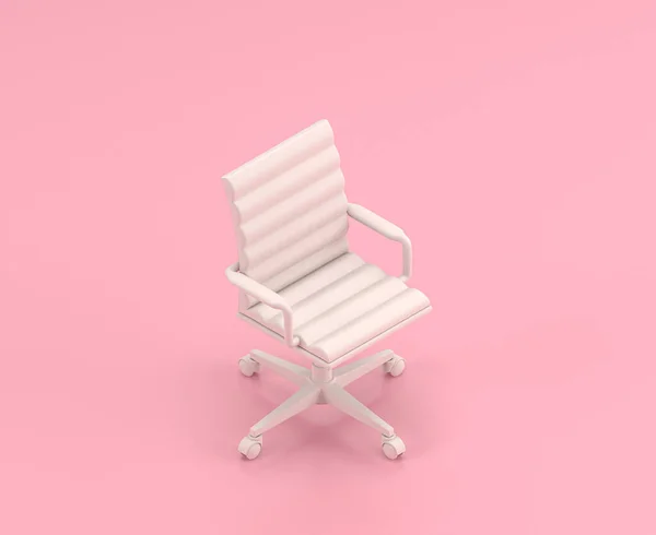 Izometrikus Fehér Irodai Szék Ikon Lapos Rózsaszín Szobában Egyszínű Fehér — Stock Fotó