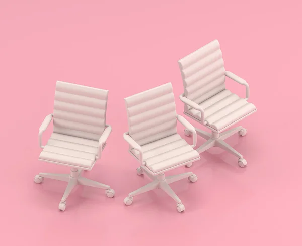 Icône Chaise Bureau Blanche Isométrique Dans Chambre Rose Couleur Plate — Photo