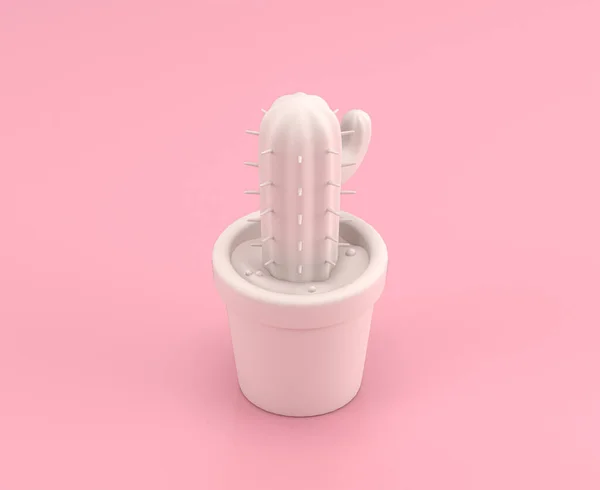 Ícone Cactus3D Isométrico Cacto Branco Vaso Cor Lisa Quarto Rosa — Fotografia de Stock