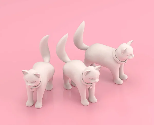 Ícone Isométrico Grupo Figuras Gato Branco Cor Plana Quarto Rosa — Fotografia de Stock