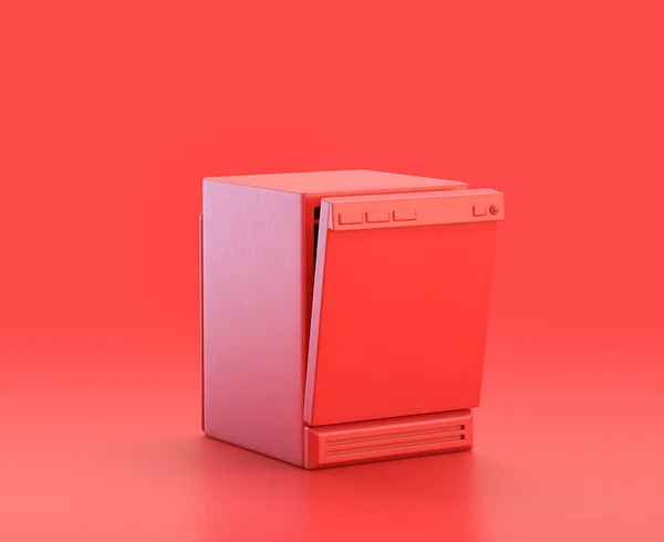モノクローム単色赤3Dアイコン 赤の背景 3Dレンダリング 家庭用オブジェクトのグループ — ストック写真