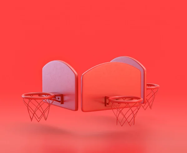 Monochrome Single Color Red Icon Group Basketball Hoop Red Background — Stock Photo, Image