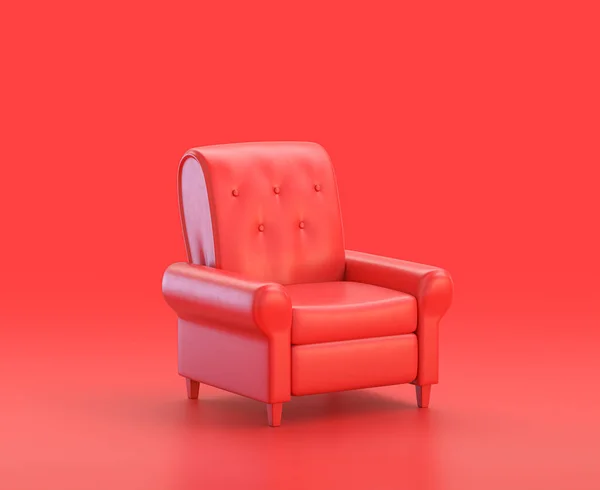 Monochromatyczny Pojedynczy Czerwony Kolor Lounge Krzesło Czerwonym Tle Pojedynczy Kolor — Zdjęcie stockowe