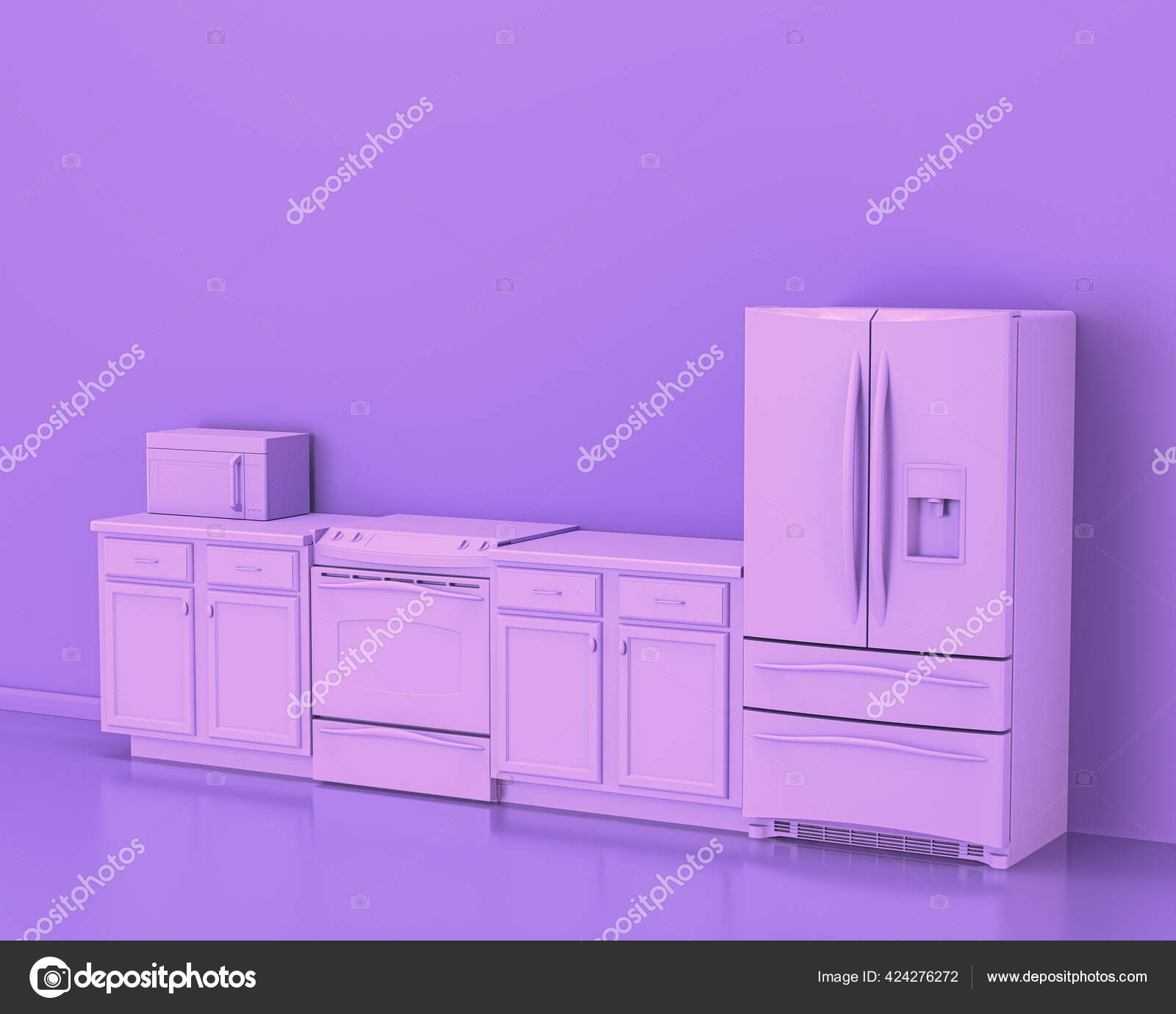 Conter Kitchen Appliances Monochrome Single Pink Purple Color Room