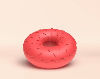 3D ikon tatlı, tek renkli koyu kırmızı arka plan, minyatür plastik şekerler, 3D renkte, sağlıksız.