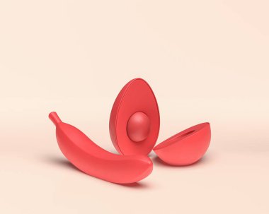 3D Simge, tek renkli kırmızı meyve, düz renk, 3 boyutlu renkler, sağlıklı yiyecekler