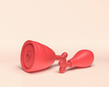 Minyatür et yemeği, tek renkli, düz kırmızı renk ve beyaz arkaplan, 3d Renklendirme