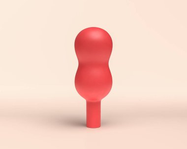 Kırmızı Tek Renkli Fıstık Ağacı, Düz Kırmızı Arkaplanlı 3D Simge, Web ve Sosyal medya iletileri için 3D Renklendirme