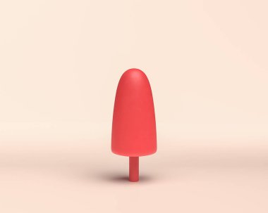 Tek Bomba Patlama Ağacı, tek renk düz kırmızı arka planda 3D Simge, 3D Yapılandırma, plastik oyuncak