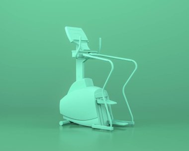Merdiven tırmanma spor aletleri, tek renkli mavi arka plan, 3D renkler, elektrik hattı, fitness salonu araçları