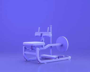 Vücut geliştirme spor aletleri, tek renkli mavi arka plan, 3D renkler, elektrik hattı