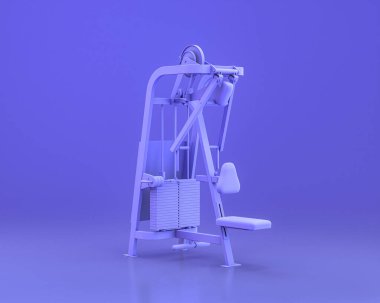 Vücut geliştirme spor aletleri, tek renkli mavi arka plan, 3D renkler, elektrik hattı