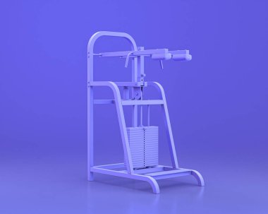 Vücut geliştirme spor aletleri, tek renkli mavi arka plan, 3D renkler, elektrik hattı