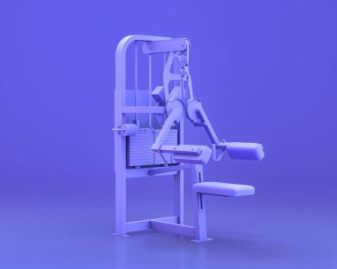 Vücut geliştirme spor aletleri, tek renkli mavi arka plan, 3D renkler, elektrik hattı