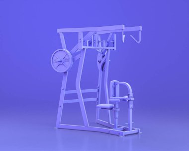 Vücut geliştirme spor aletleri, tek renkli mavi arka plan, 3D renkler, elektrik hattı