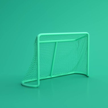 Yeşil spor ekipmanları hokey hedefi yeşil arka plan, sağlam arkaplan, düz arkaplan, tek renk, 3d Renklendirme