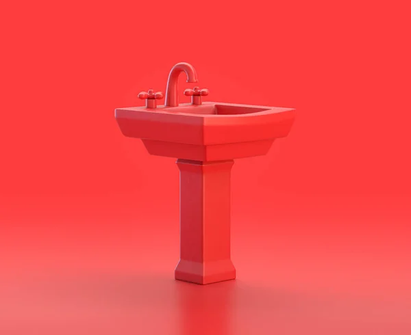 Monochrome Single Color Red Icon Bathroom Red Background Single Color — 스톡 사진