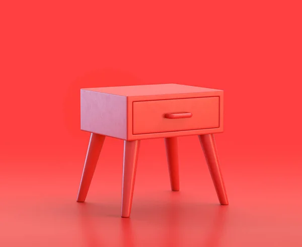 Einfarbiger Nachttisch Mit Roter Farbe Auf Rotem Hintergrund Einfarbig Icon — Stockfoto