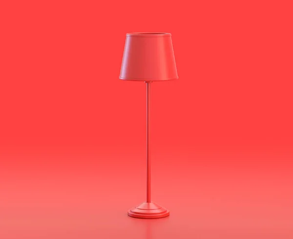 monochrome single red color  tall floor lamp  in red background,single color, 3d Icon, 3d rendering, household objects