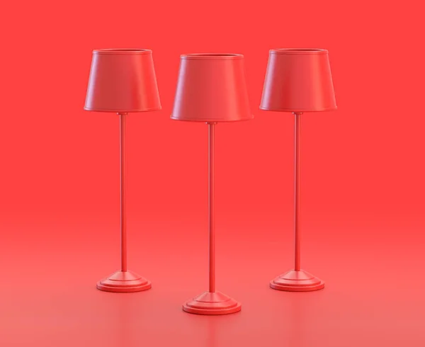 Lámpara Pie Alta Monocromática Solo Color Rojo Fondo Rojo Solo —  Fotos de Stock