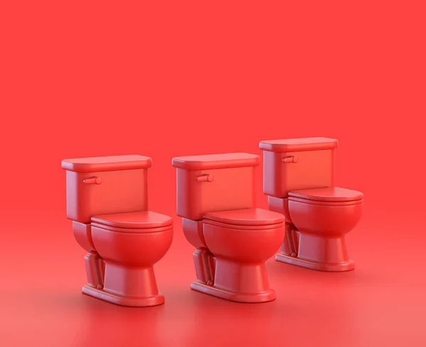 Eine Gruppe Von Toilettenschränken Auf Rotem Hintergrund Einfarbig Rot Icon — Stockfoto