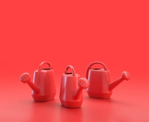 Einfarbig Einfarbige Rote Gießkanne Auf Rotem Hintergrund Einfarbig Icon Rendering — Stockfoto
