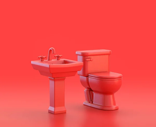 赤の背景に単色の赤の3Dアイコン 3Dレンダリング — ストック写真
