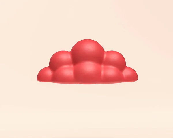 Nubes Miniatura Icono Plástico Color Rojo Plano Representación Pequeñas Nubes —  Fotos de Stock