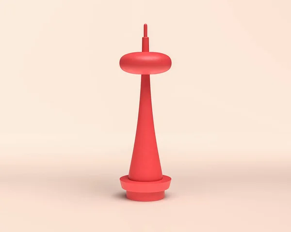 Edificio Miniatura Icona Colore Rosso Monocromatico Stile Piatto Solido Rendering — Foto Stock