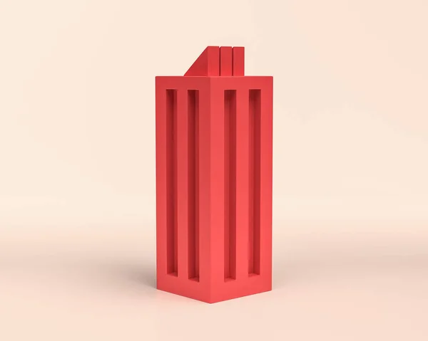Edificio Miniatura Icona Colore Rosso Monocromatico Stile Piatto Solido Rendering — Foto Stock