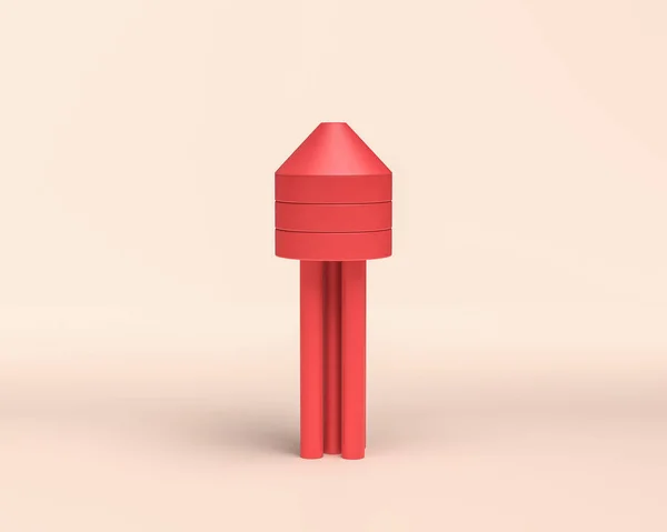Miniaturní Vodárenská Věž Červená Plochá Barva Plastu Vykreslování Malá Továrna — Stock fotografie