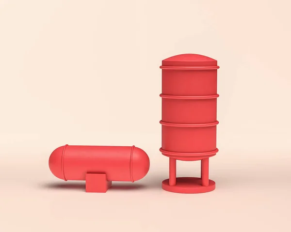 Μικροσκοπικός Πύργος Νερού Κόκκινο Επίπεδο Χρώμα Πλαστικό Rendering Μικρό Εργοστάσιο — Φωτογραφία Αρχείου