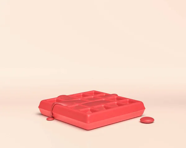 Ikona Deser Monochromatyczny Kolor Czerwony Jasnym Tle Miniaturowe Plastikowe Słodycze — Zdjęcie stockowe