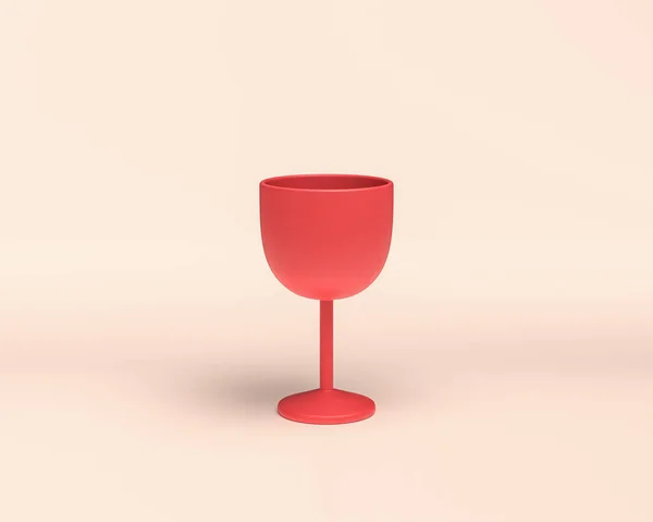 Single Minimal Red Color Wineglass White Background Icon Rendering Dinner —  Fotos de Stock